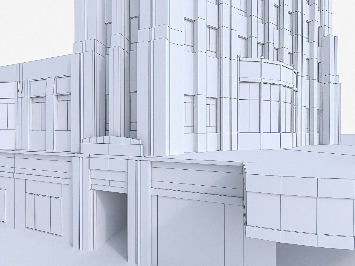 Pellissier Building and Wiltern Theatre Low-poly 3D model_8