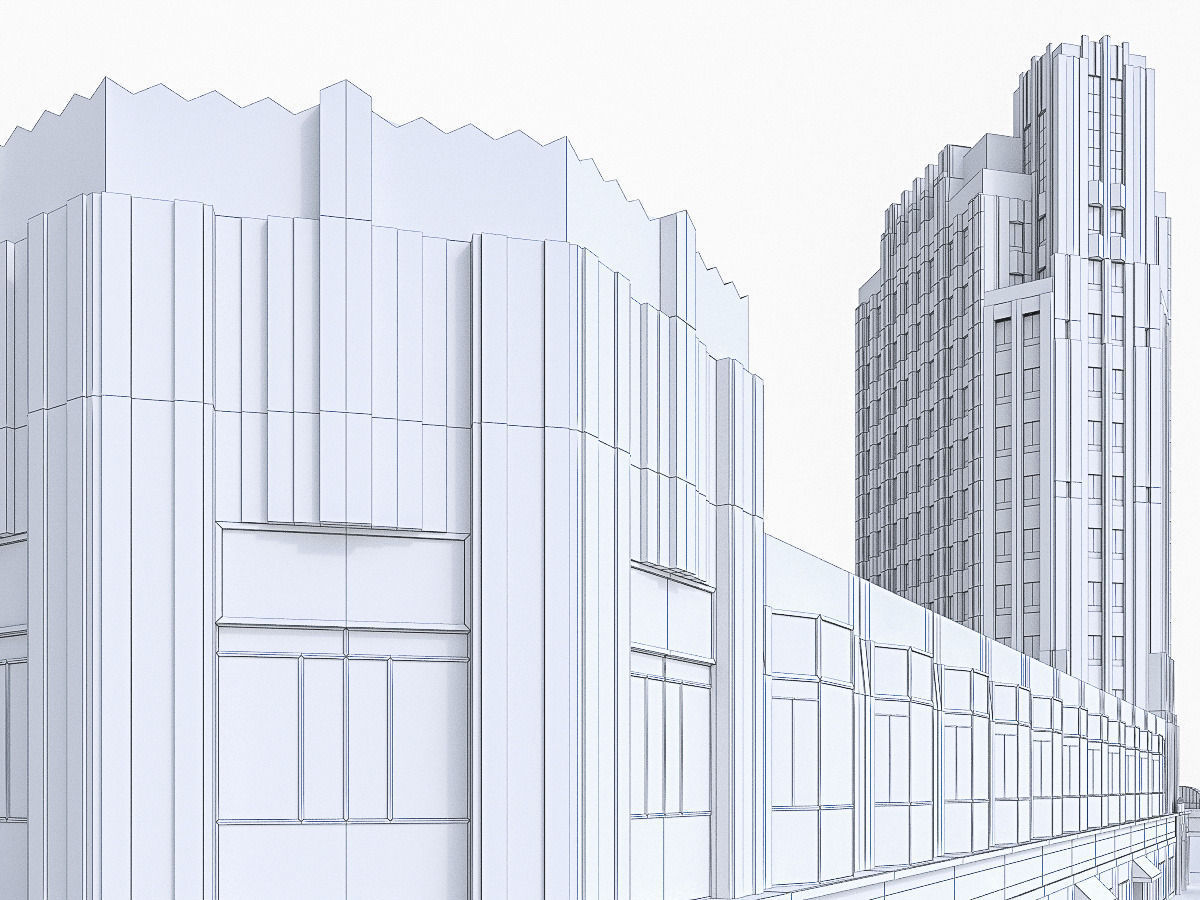 Pellissier Building and Wiltern Theatre Low-poly 3D model_15