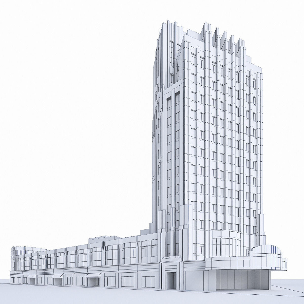 Pellissier Building and Wiltern Theatre Low-poly 3D model_14