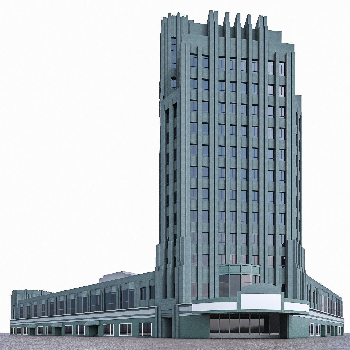 Pellissier Building and Wiltern Theatre Low-poly 3D model_5