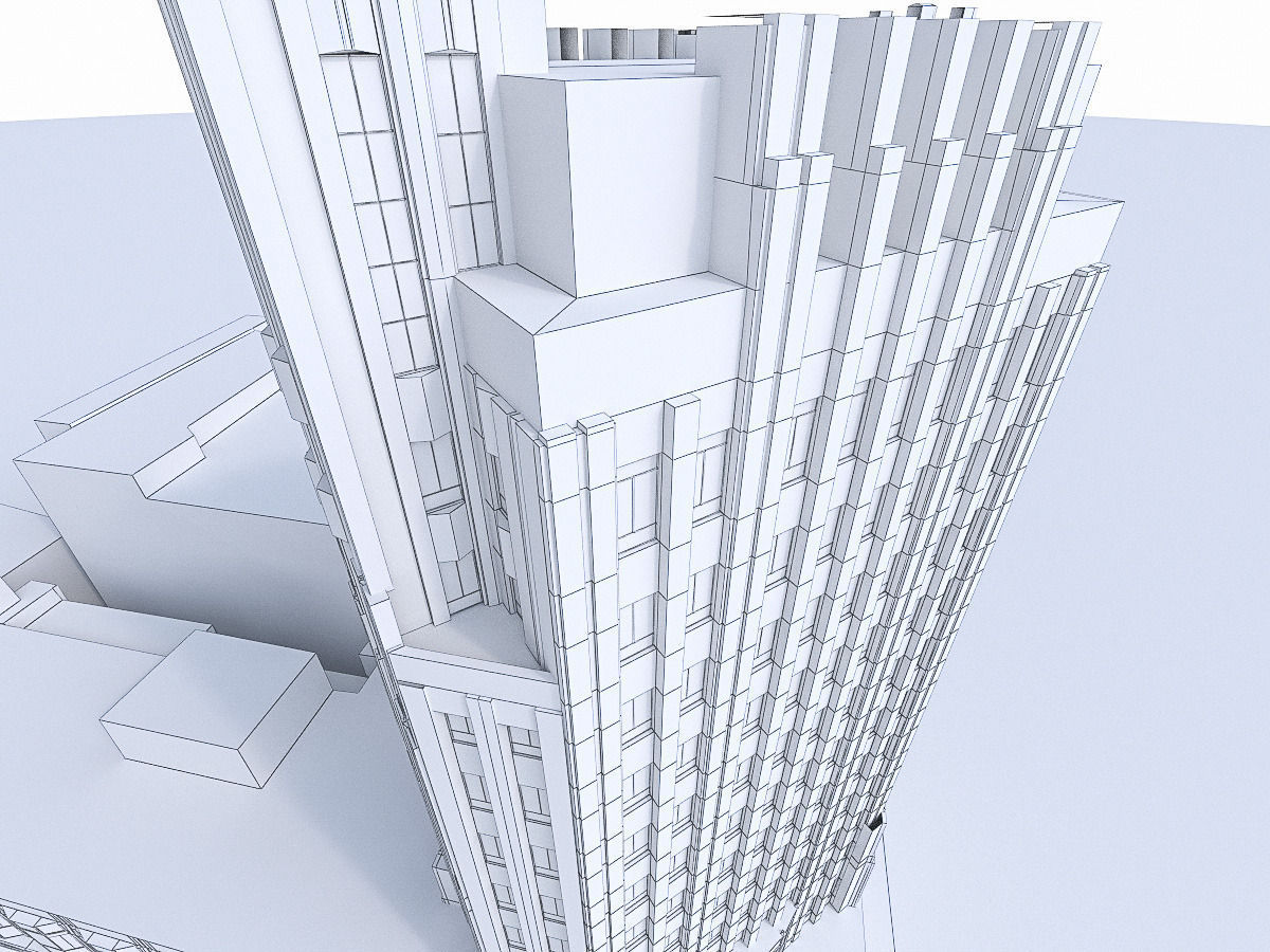 Pellissier Building and Wiltern Theatre Low-poly 3D model_9
