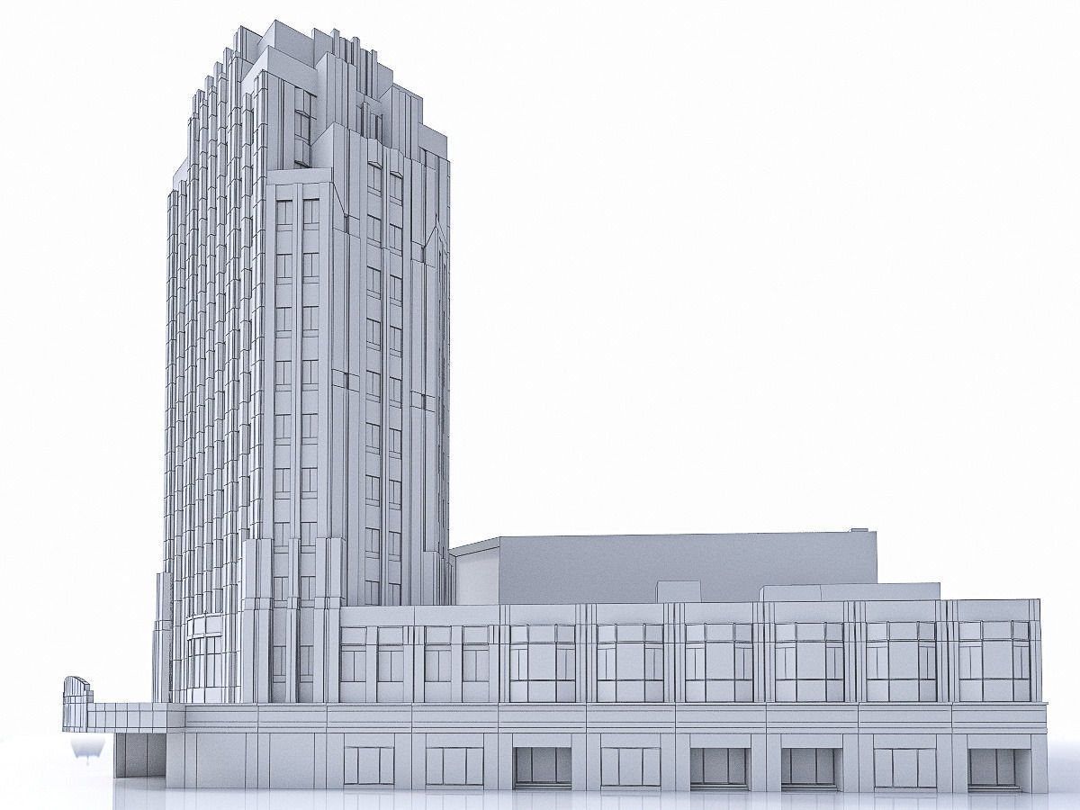 Pellissier Building and Wiltern Theatre Low-poly 3D model_12
