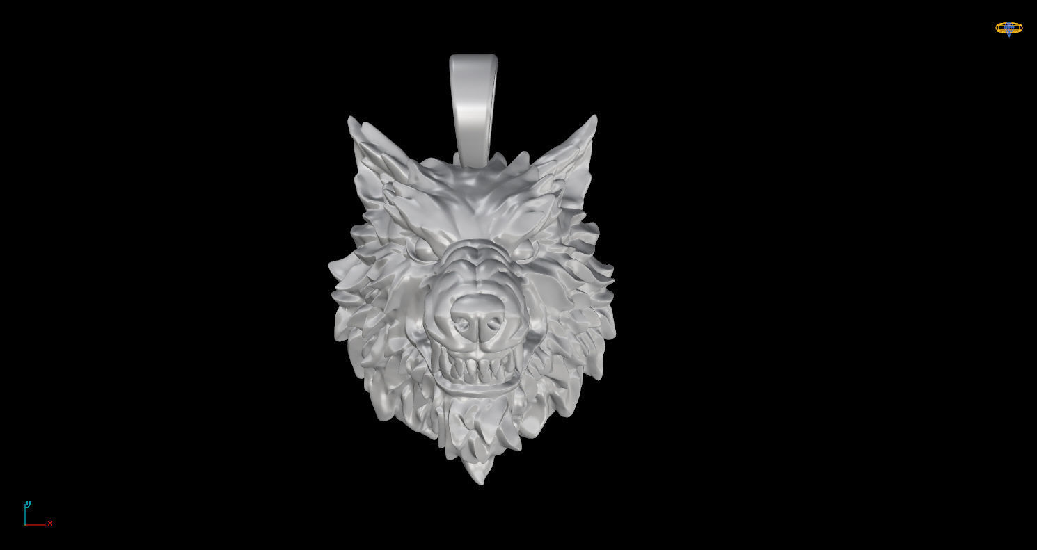 Pendant Head of Wolf 3D print model_3