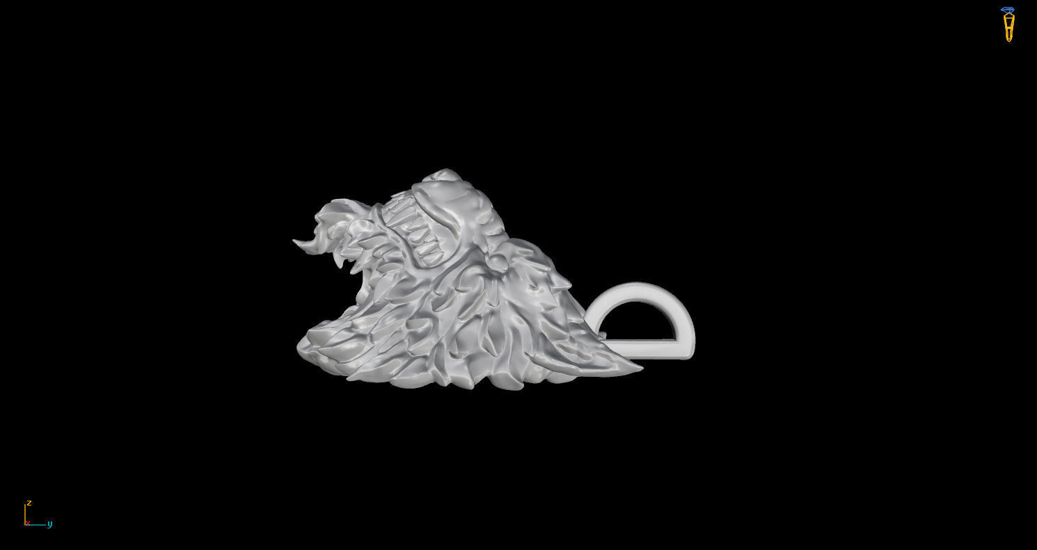 Pendant Head of Wolf 3D print model_6