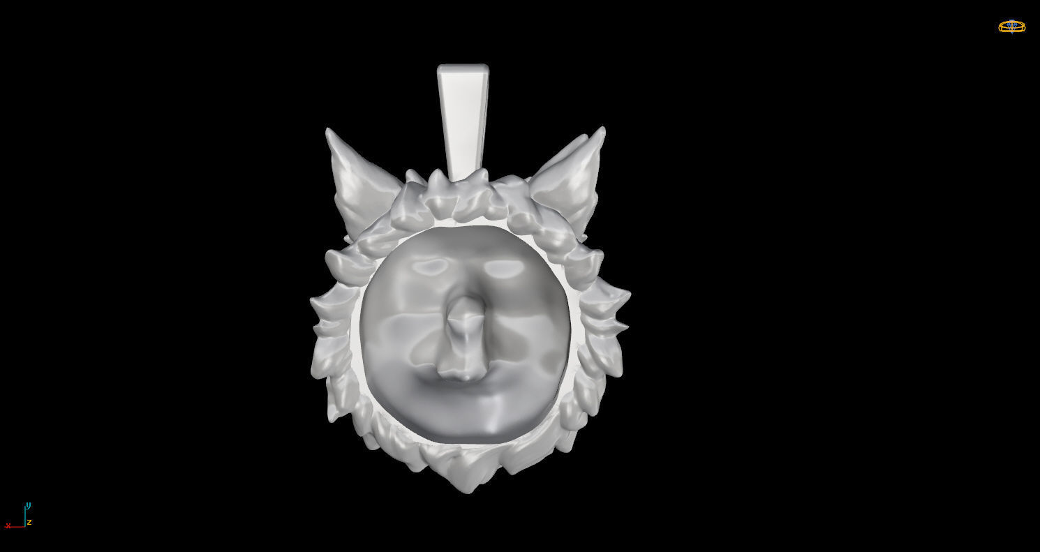 Pendant Head of Wolf 3D print model_9