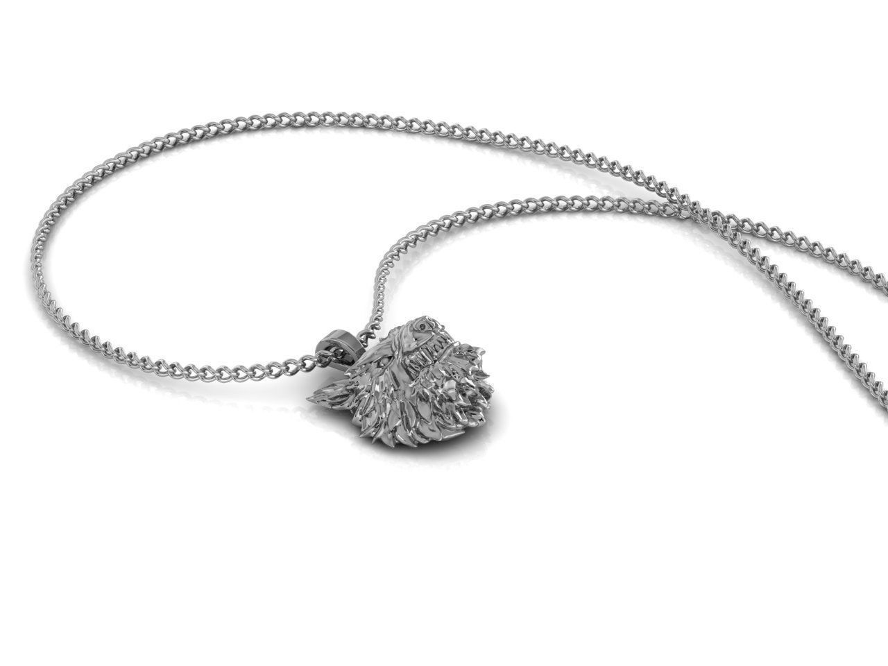 Pendant Head of Wolf 3D print model_1