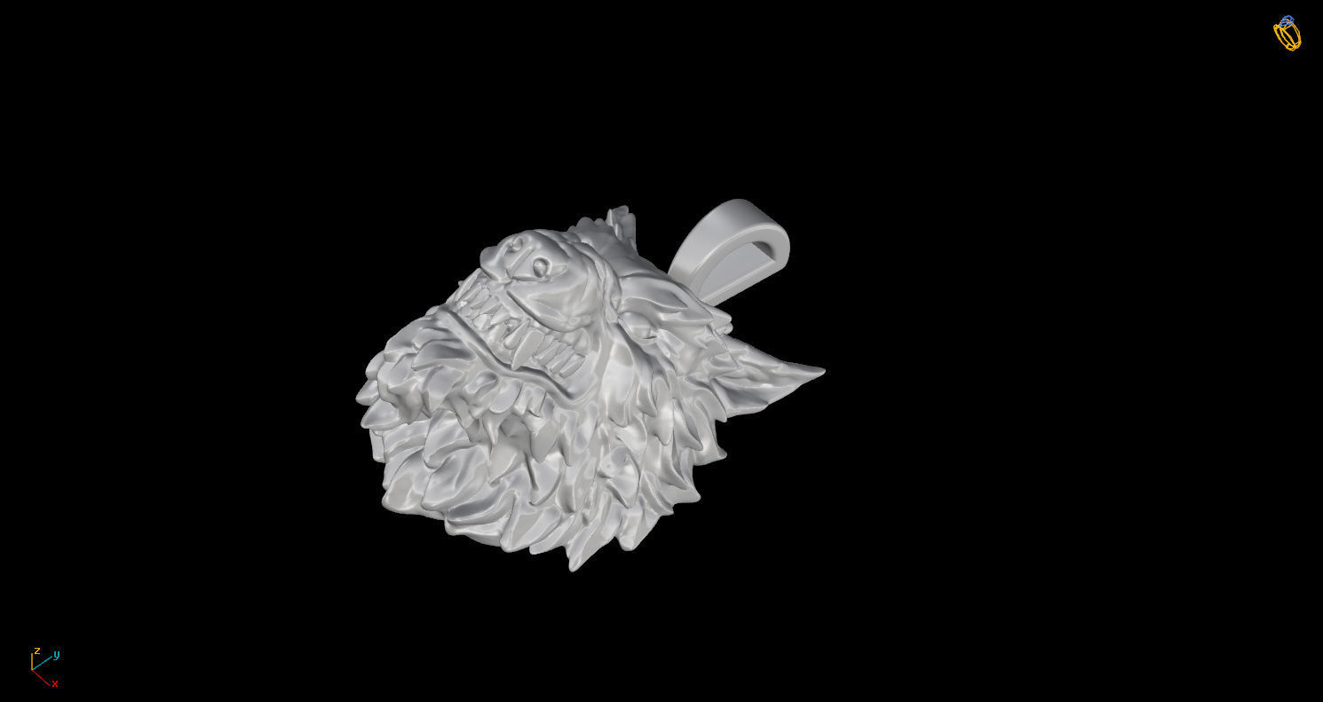 Pendant Head of Wolf 3D print model_5