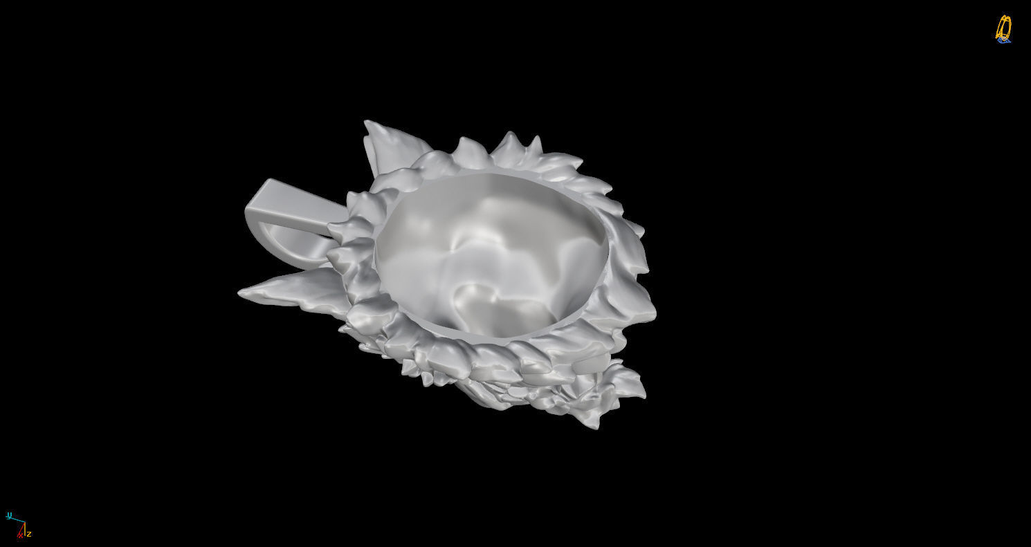 Pendant Head of Wolf 3D print model_10