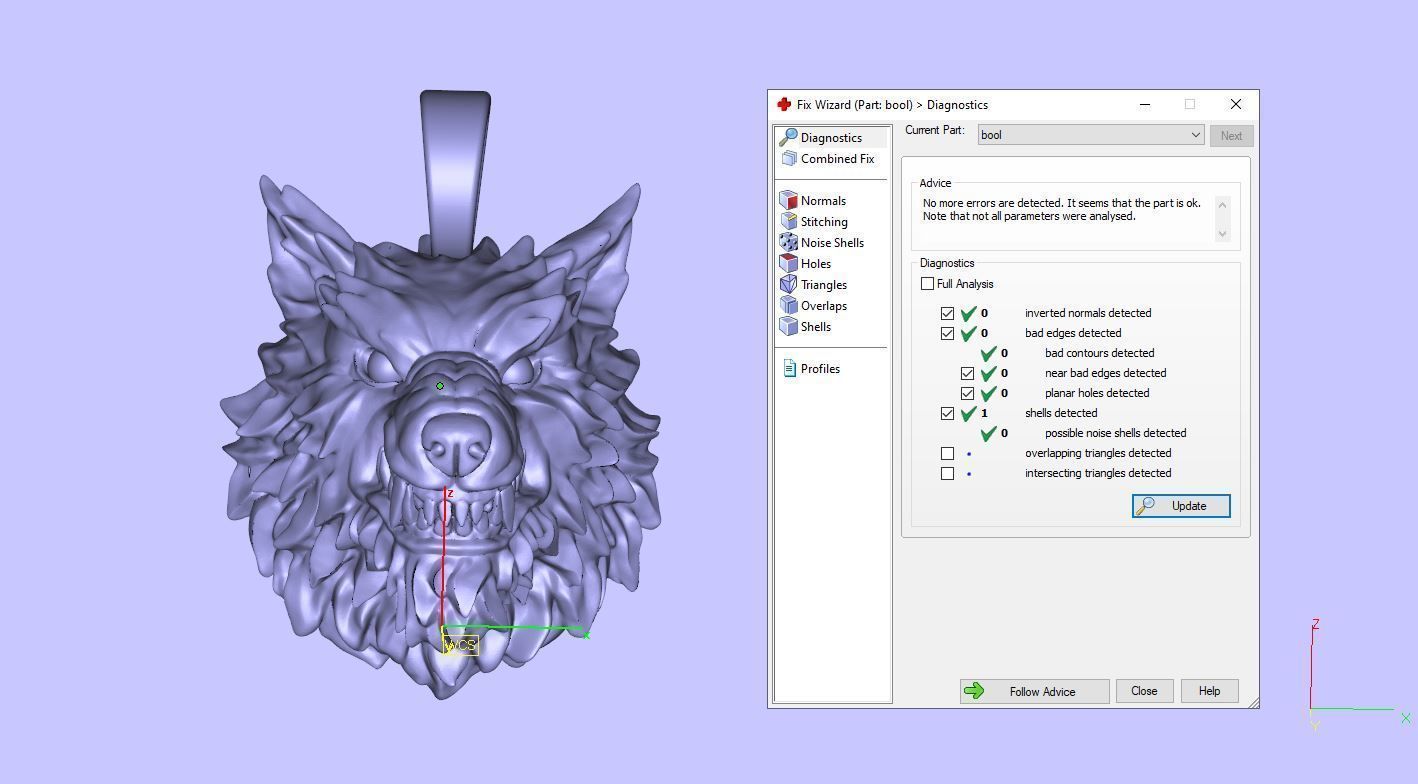 Pendant Head of Wolf 3D print model_13