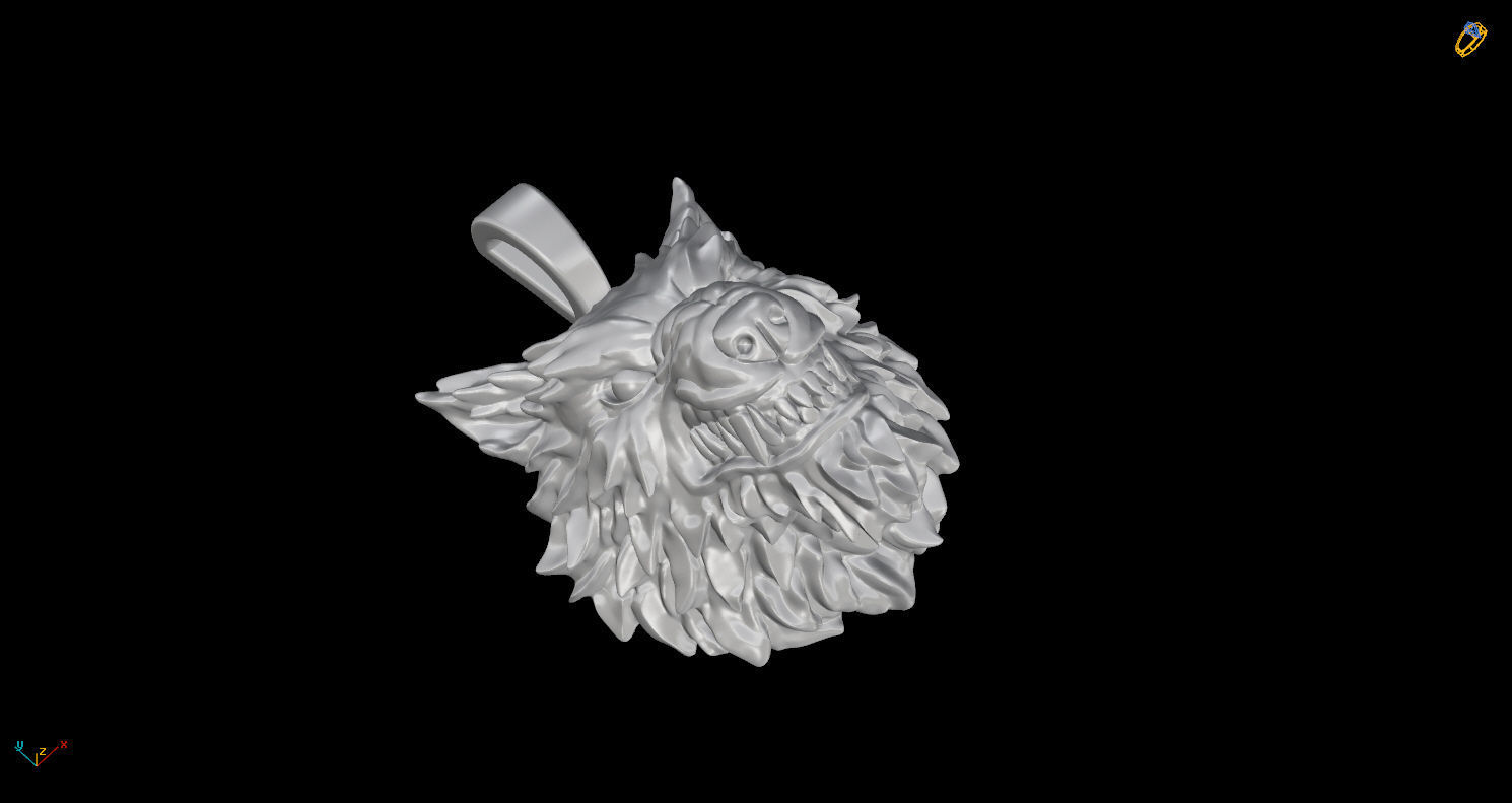 Pendant Head of Wolf 3D print model_4