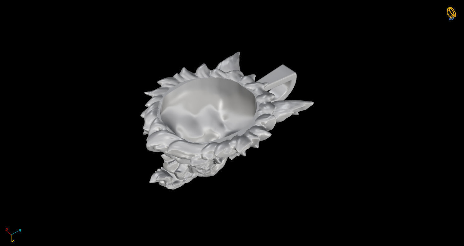 Pendant Head of Wolf 3D print model_11