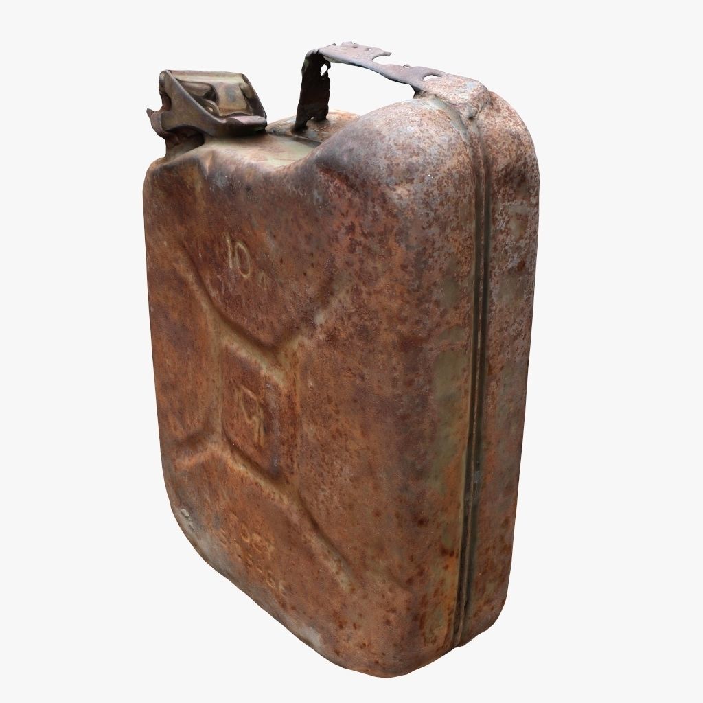 Old Green Rusty Gasoline Canister Low-poly 3D model_2