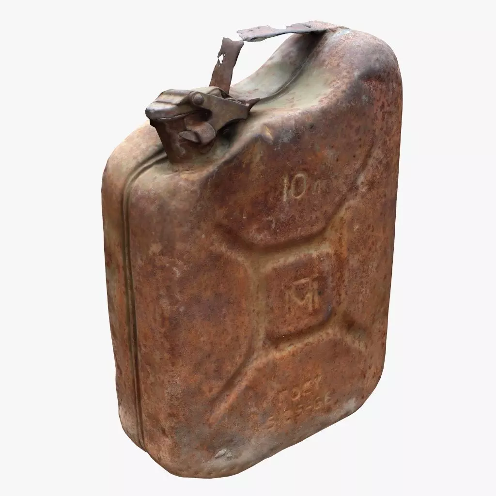 Old Green Rusty Gasoline Canister Low-poly 3D model_0