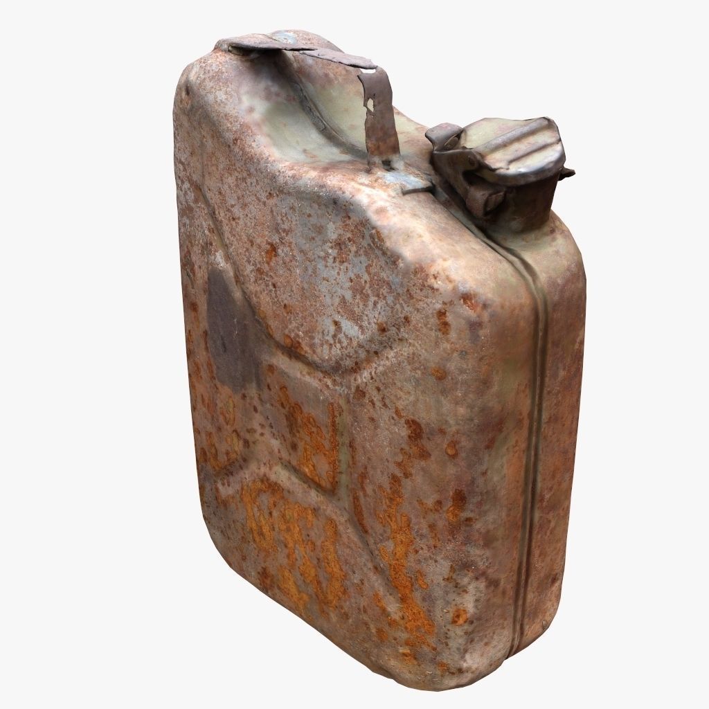 Old Green Rusty Gasoline Canister Low-poly 3D model_1
