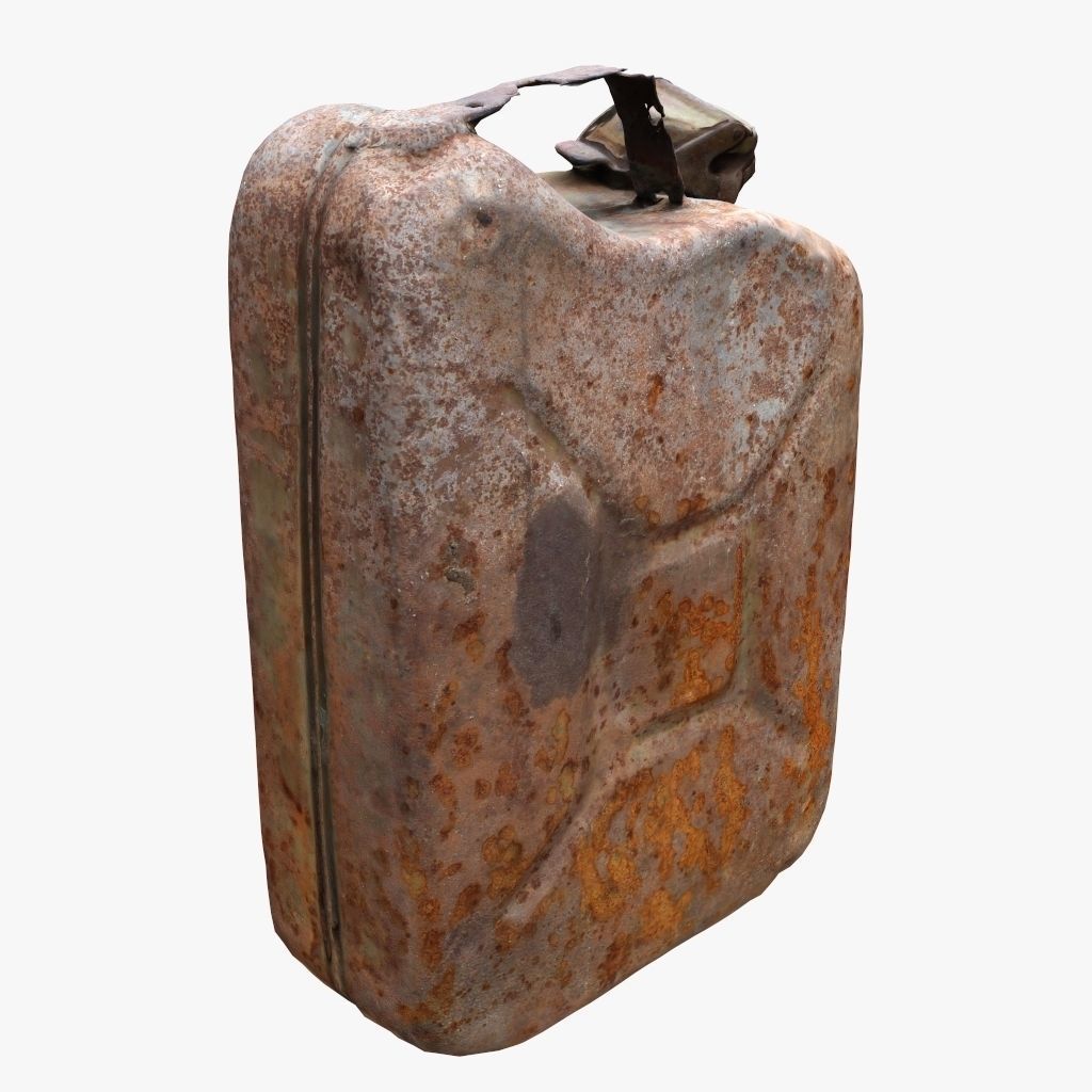 Old Green Rusty Gasoline Canister Low-poly 3D model_3