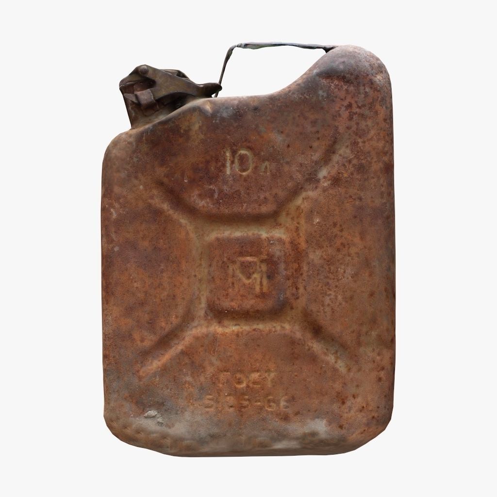 Old Green Rusty Gasoline Canister Low-poly 3D model_4