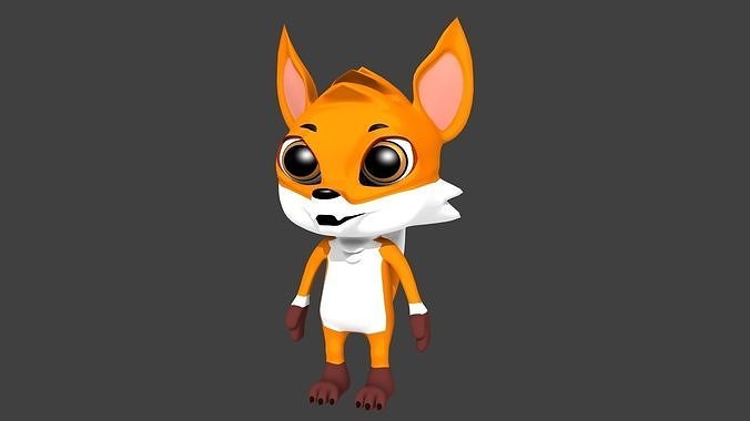 Cute fox low poly rigged Low-poly 3D model
