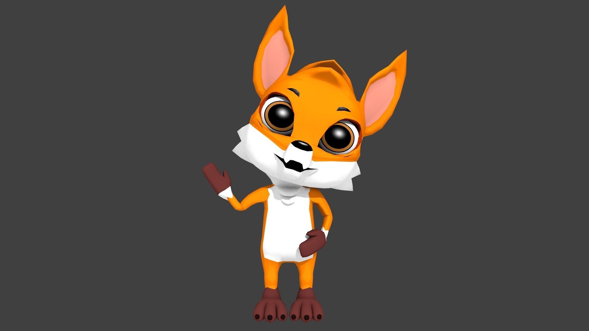 Cute fox low poly rigged Low-poly 3D model_2
