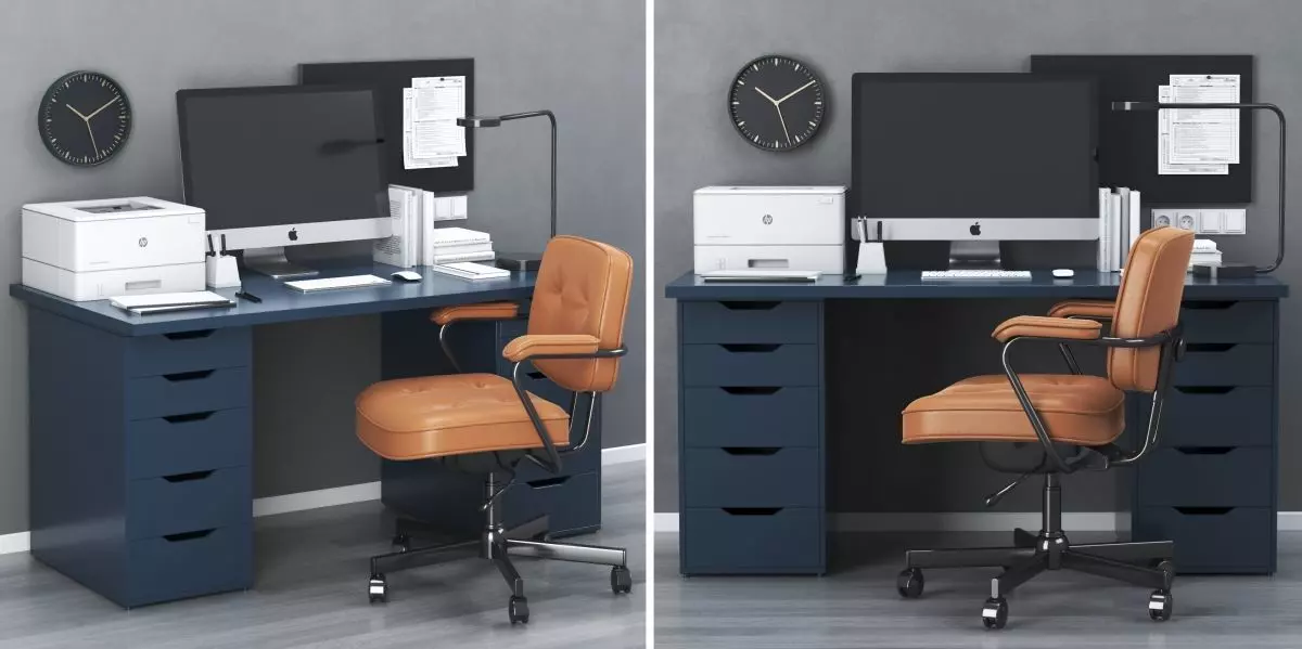 Office workplace with ALEX table and ALEFJALL chair 3D model