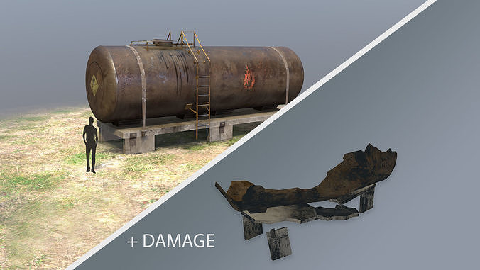 FuelTank 01 with Damage Low-poly 3D model