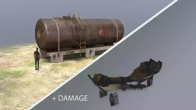 FuelTank 01 with Damage Low-poly 3D model