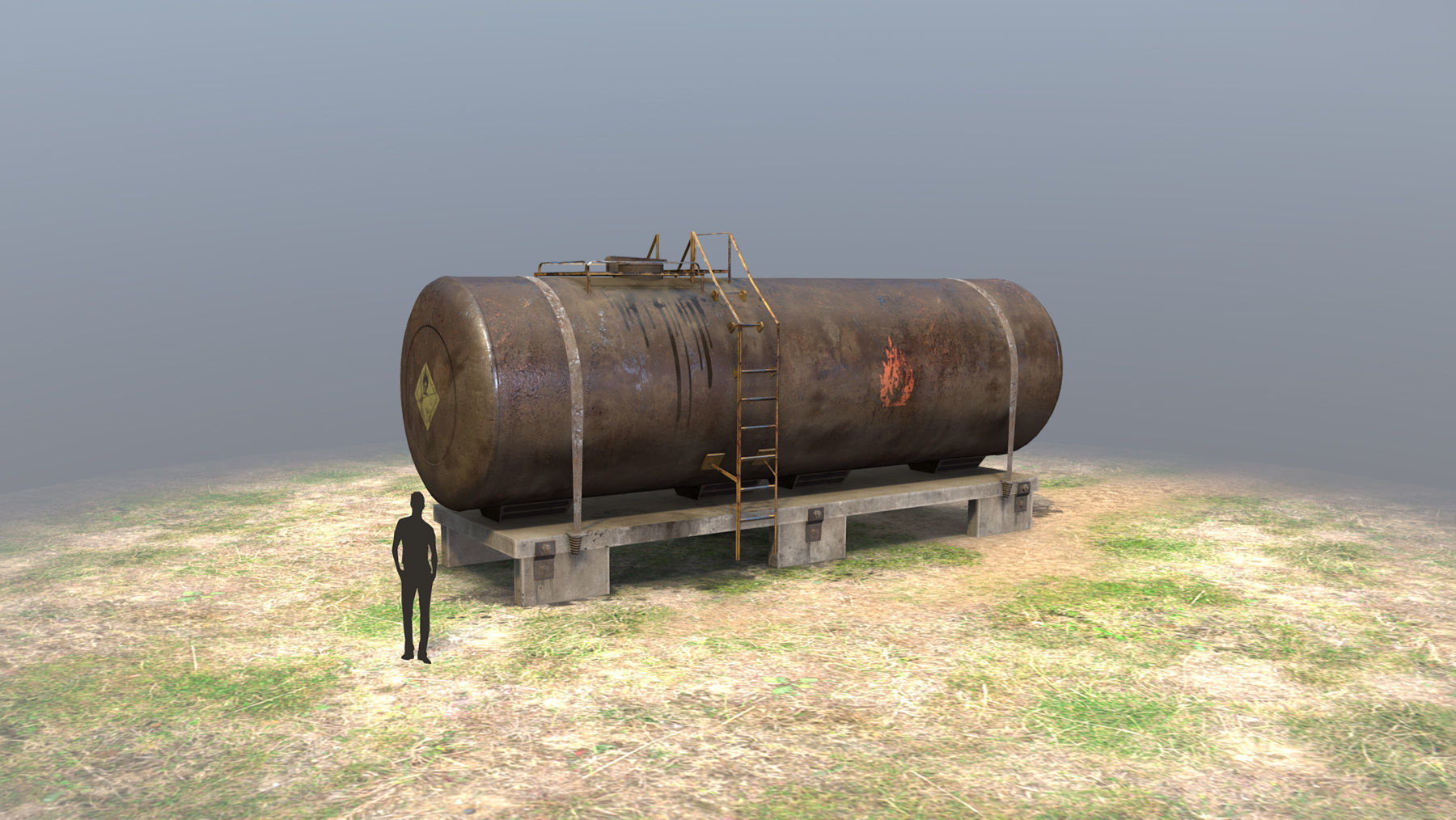 FuelTank 01 with Damage Low-poly 3D model_2