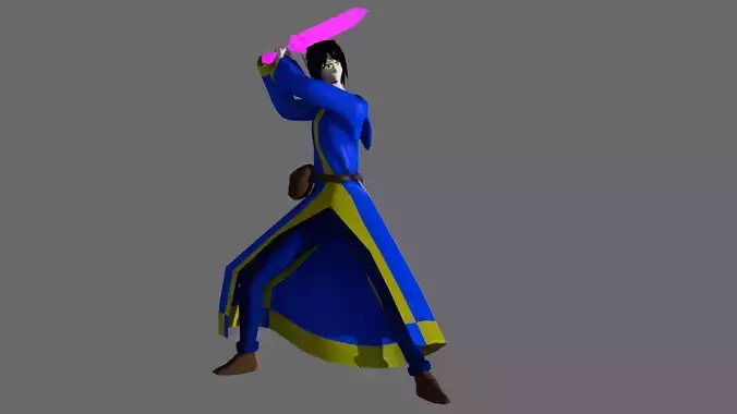 Magic elf castind a sword animation low poly Low-poly 3D model