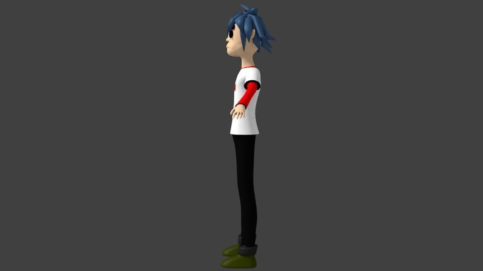 2D from gorillaz animation character rigged lowpoly Low-poly 3D model_4