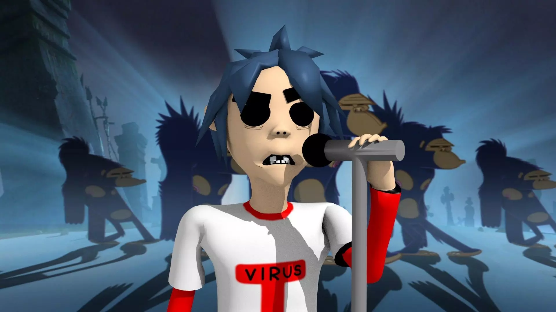 2D from gorillaz animation character rigged lowpoly Low-poly 3D model_0