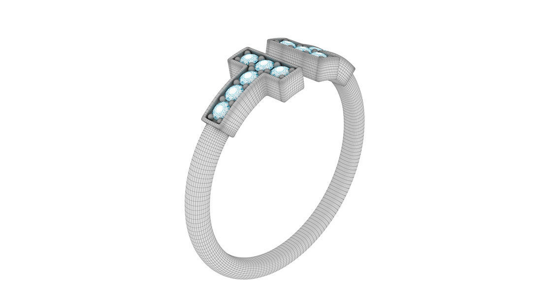 Wire Diamond Ring  3D print model_20