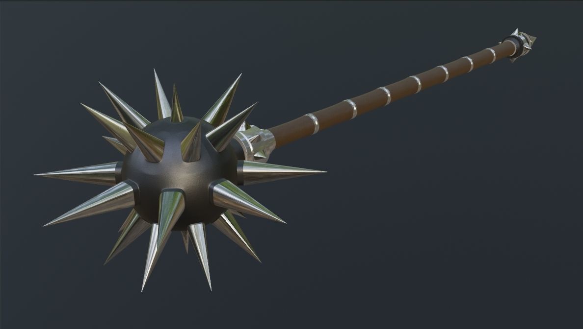 Spiky mace weapon 3D model_2
