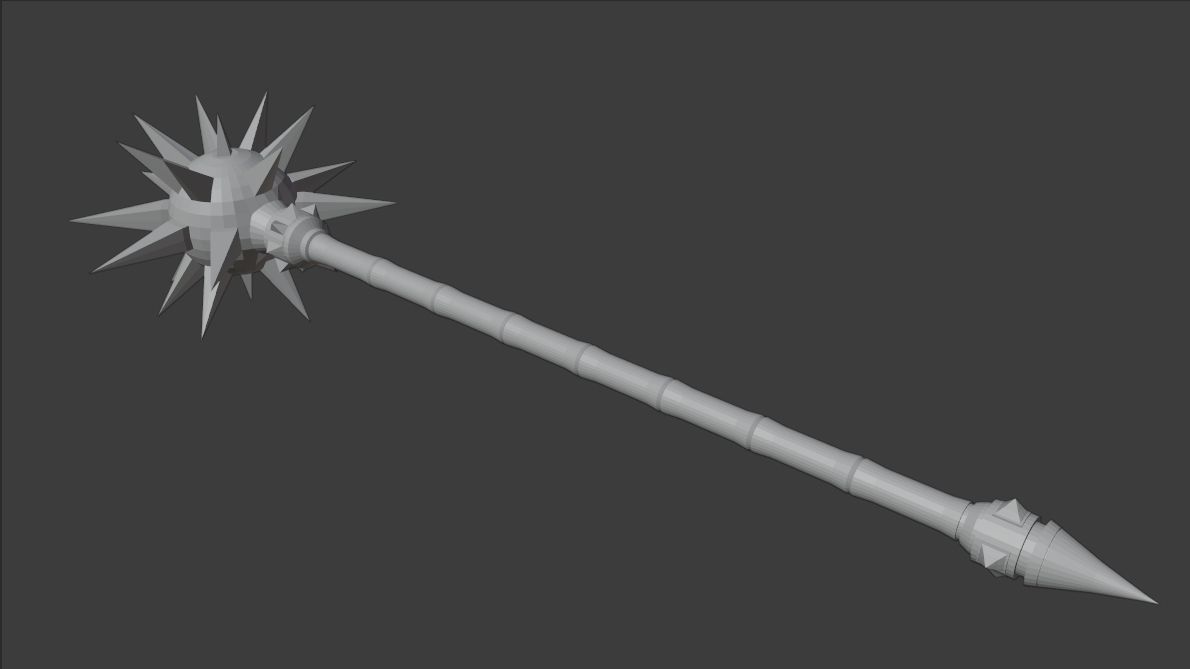 Spiky mace weapon 3D model_4