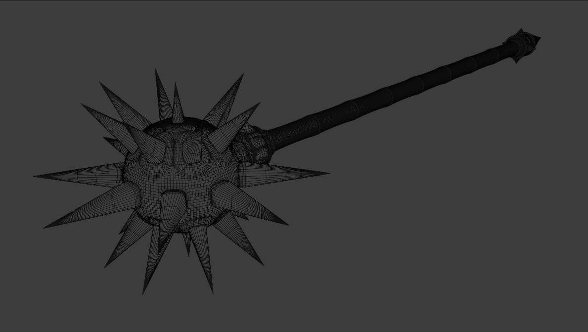 Spiky mace weapon 3D model_7
