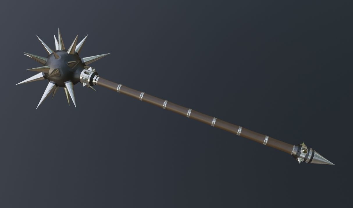 Spiky mace weapon 3D model_3