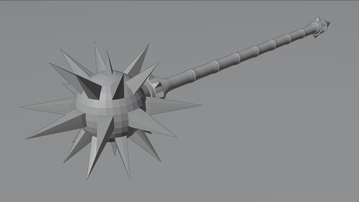Spiky mace weapon 3D model_5