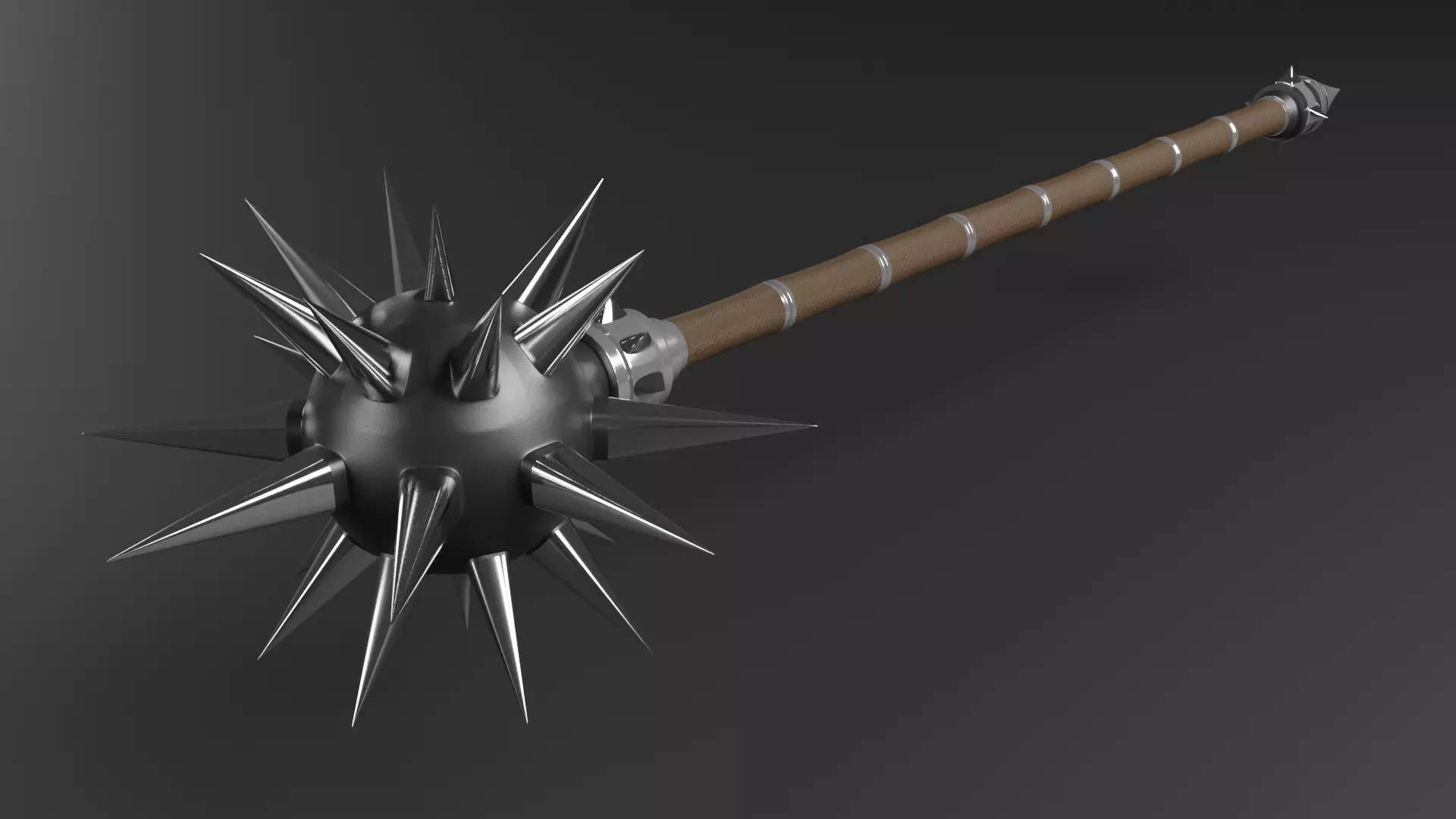 Spiky mace weapon 3D model_0