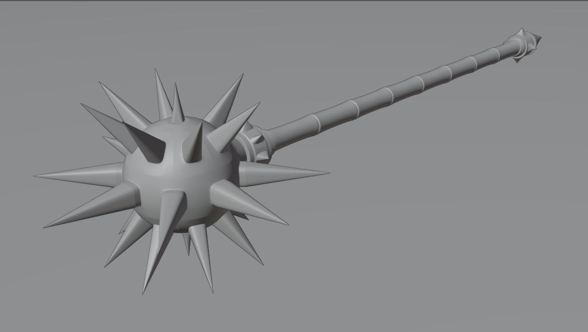 Spiky mace weapon 3D model_6