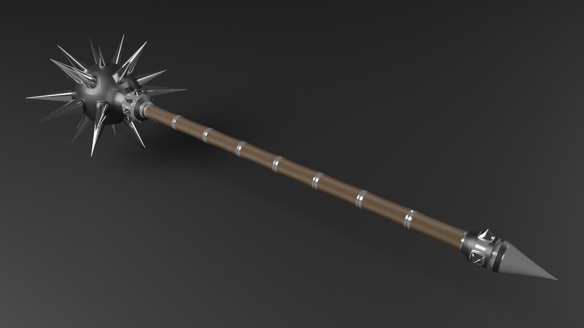 Spiky mace weapon 3D model_1