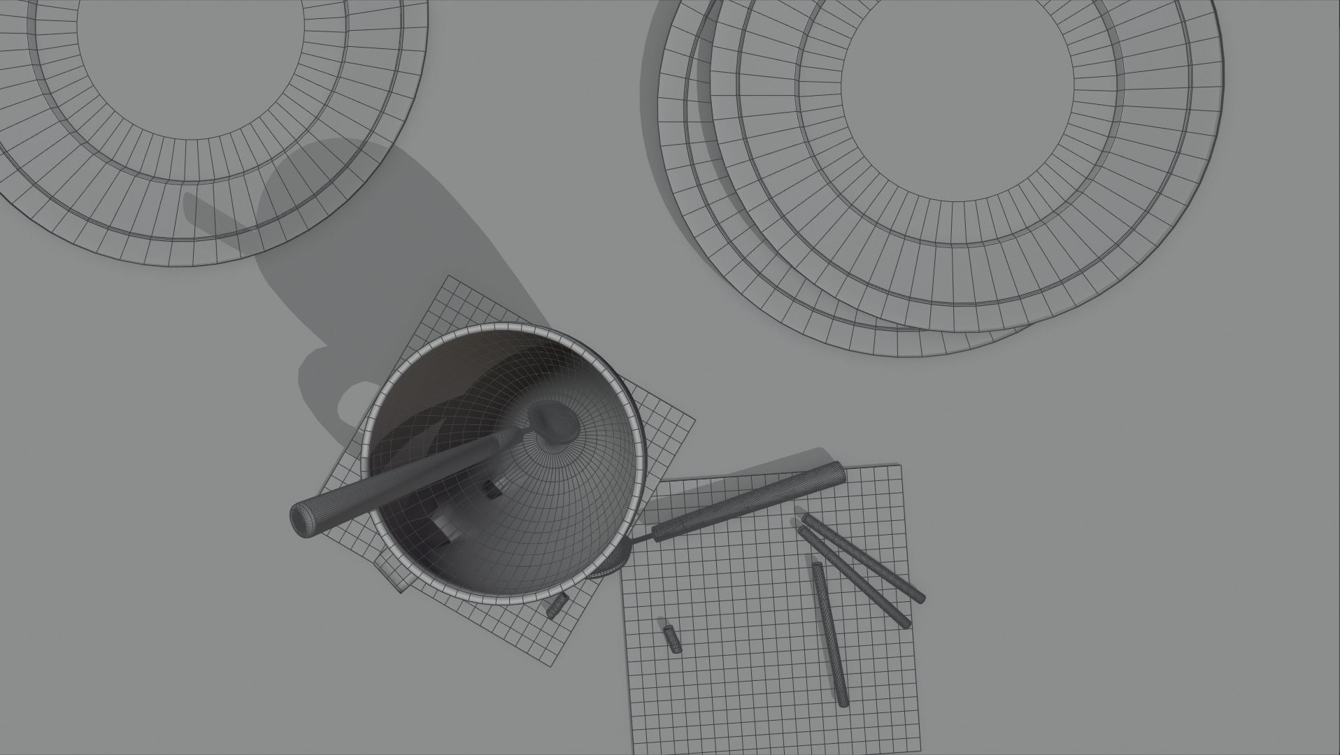Teacup and cigarette scene Low-poly 3D model_7