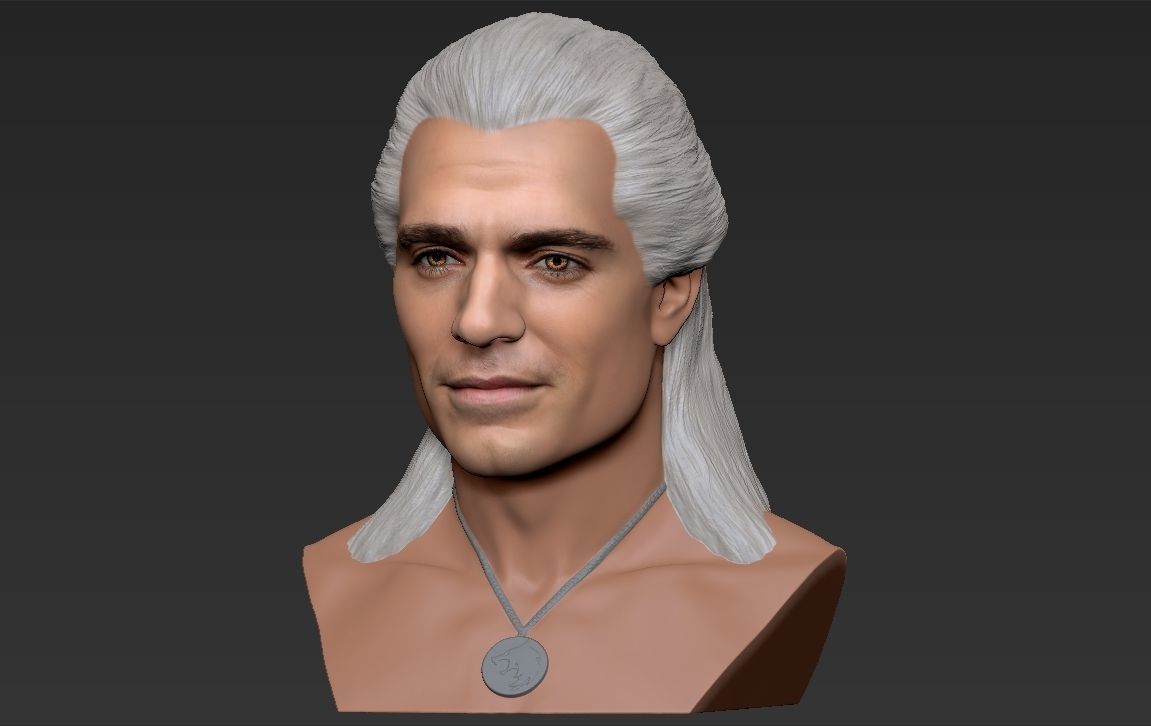 Geralt of Rivia The Witcher Cavill bust full color 3D printing Free 3D print model_17