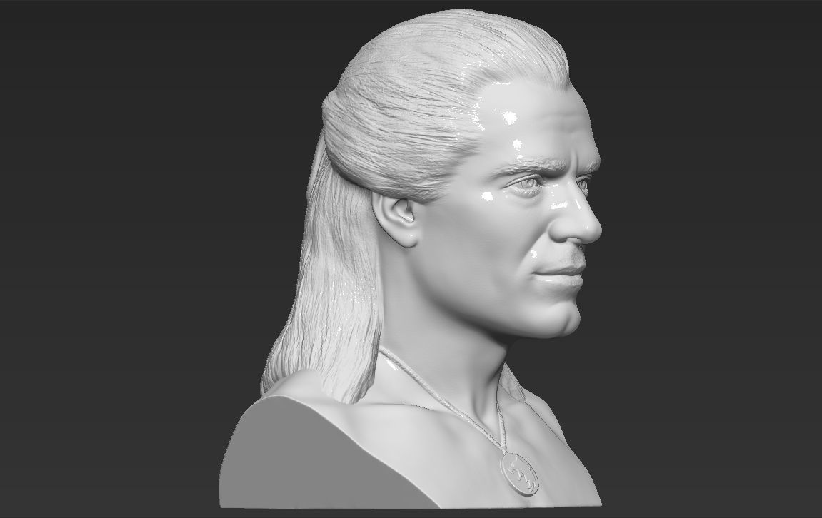 Geralt of Rivia The Witcher Cavill bust full color 3D printing Free 3D print model_32