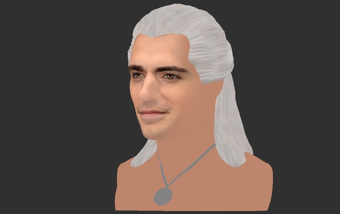 Geralt of Rivia The Witcher Cavill bust full color 3D printing Free 3D print model_20