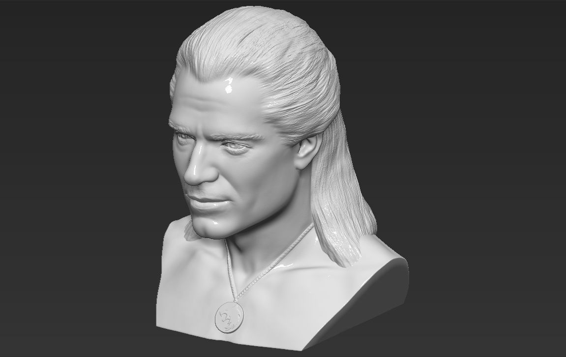 Geralt of Rivia The Witcher Cavill bust full color 3D printing Free 3D print model_36