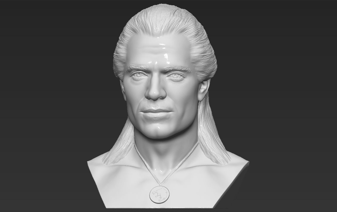 Geralt of Rivia The Witcher Cavill bust full color 3D printing Free 3D print model_25