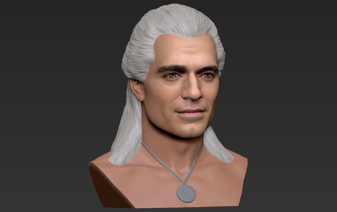 Geralt of Rivia The Witcher Cavill bust full color 3D printing Free 3D print model_18