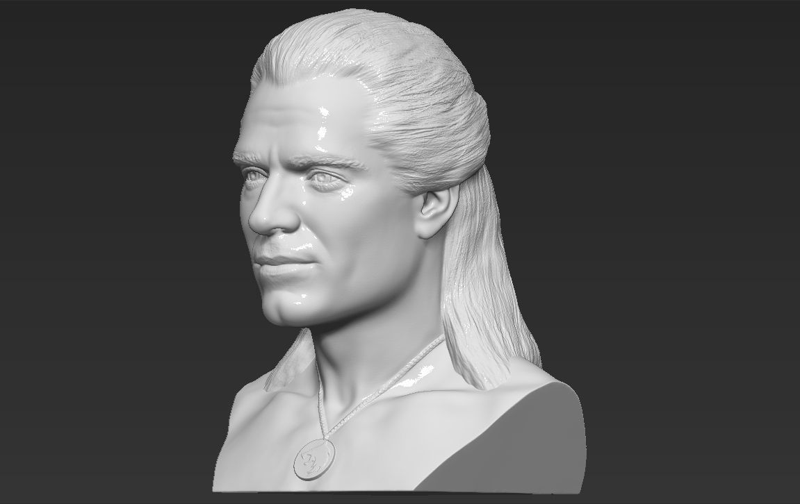 Geralt of Rivia The Witcher Cavill bust full color 3D printing Free 3D print model_26