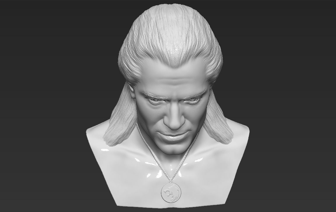 Geralt of Rivia The Witcher Cavill bust full color 3D printing Free 3D print model_37