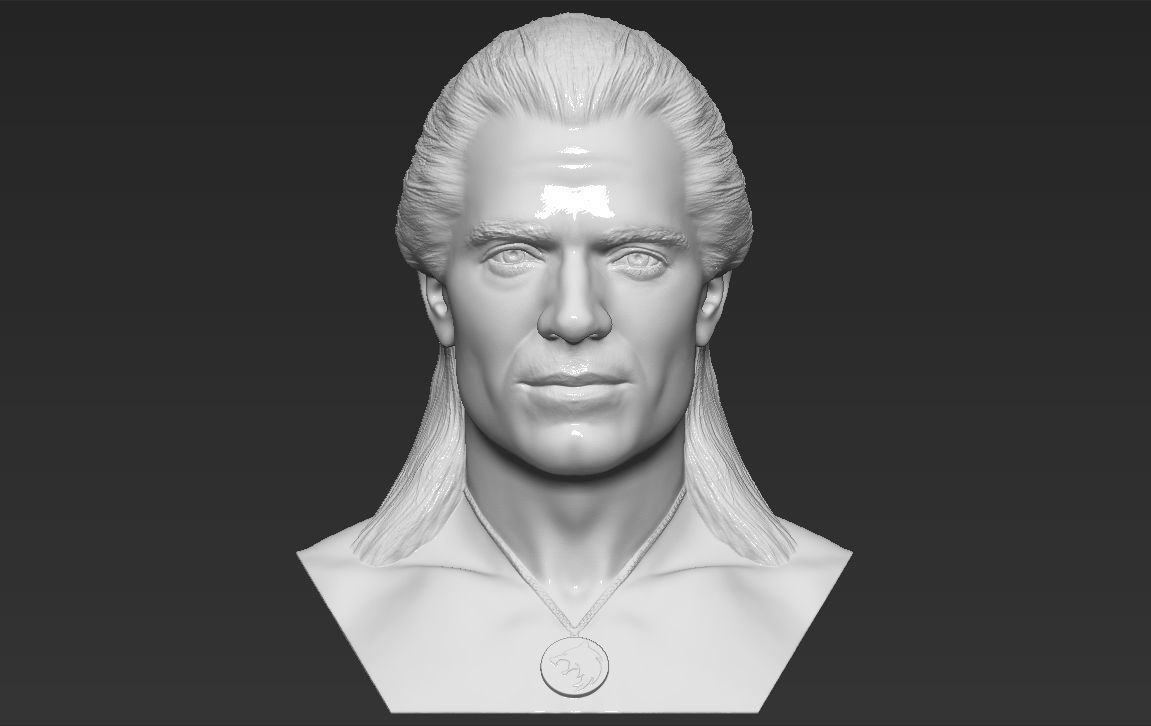 Geralt of Rivia The Witcher Cavill bust full color 3D printing Free 3D print model_24
