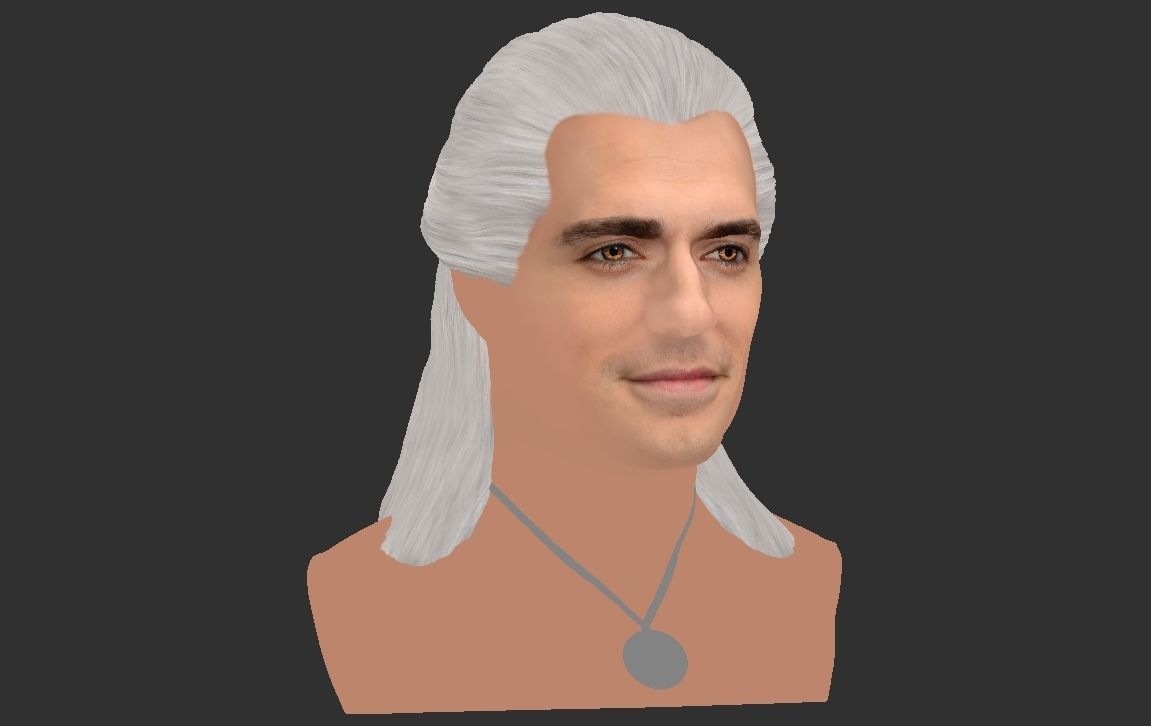 Geralt of Rivia The Witcher Cavill bust full color 3D printing Free 3D print model_21
