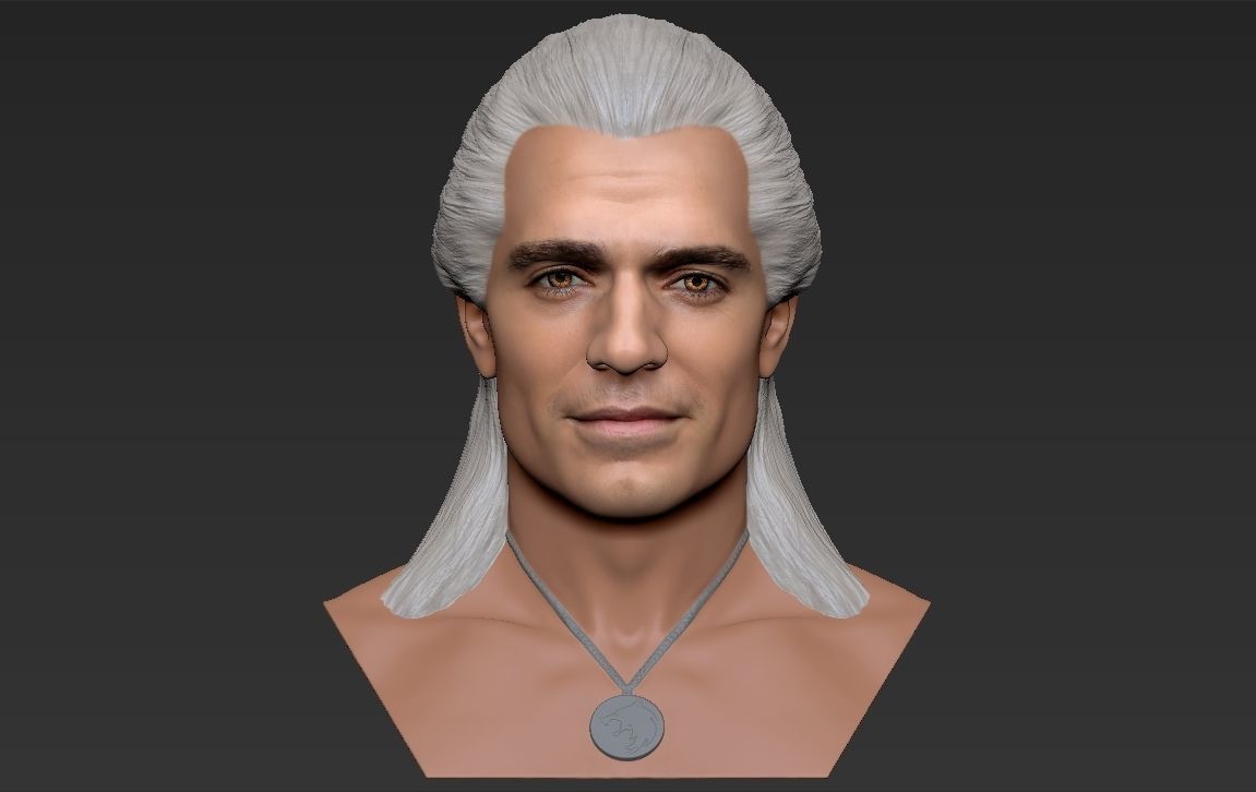 Geralt of Rivia The Witcher Cavill bust full color 3D printing Free 3D print model_16